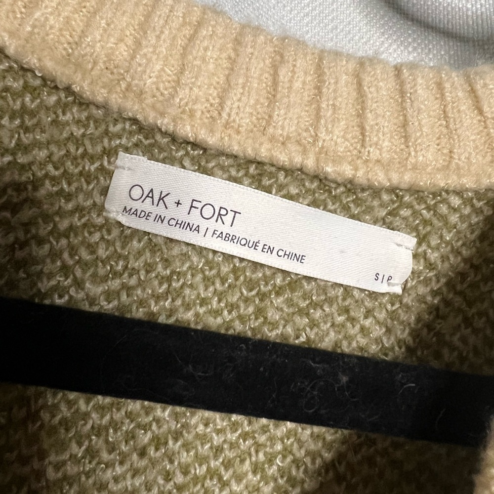 Oak + Fort Olive Green Plaid Crew Neck Sweater Small - Picture 3 of 6